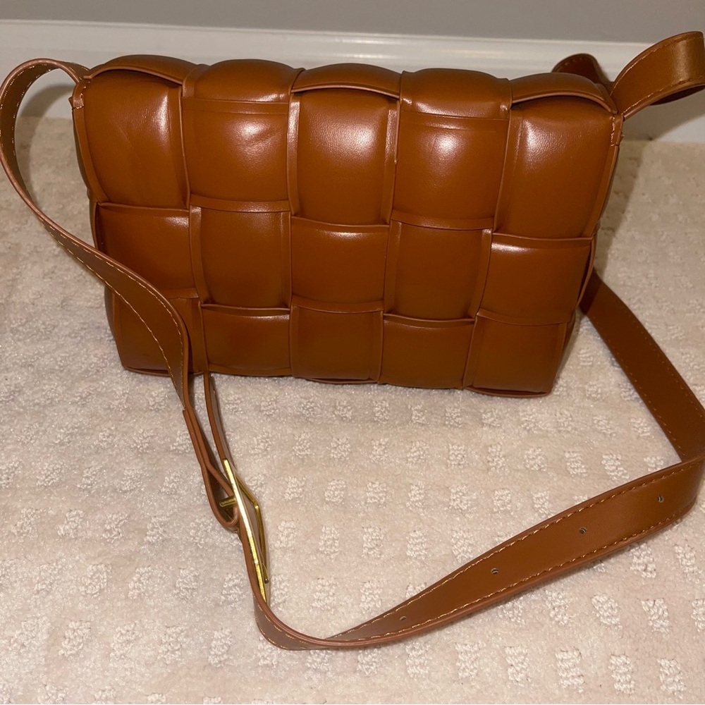 Amazon Brown Woven Leather Crossbody Bag - Picture 5 of 15
